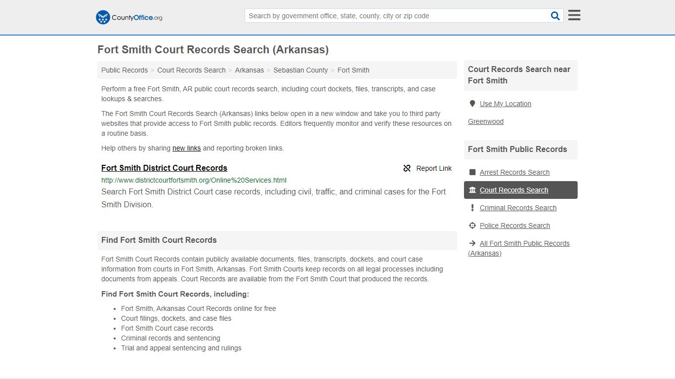 Fort Smith Court Records Search (Arkansas) - County Office